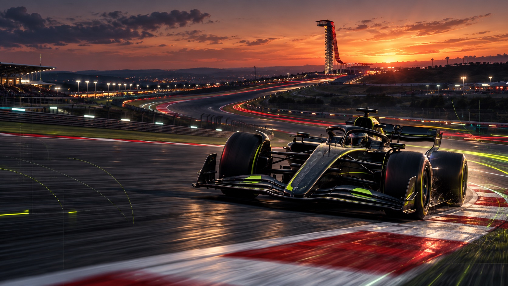Modern open-wheel Formula-style car at a road circuit